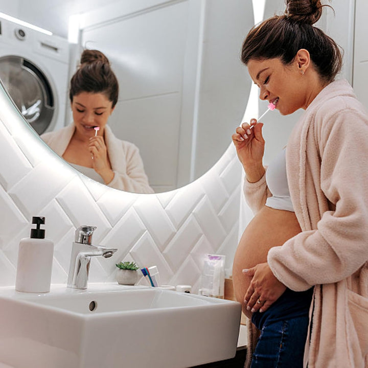 50 Pcs Mouth Swabs, Oral Care Sponge Swab Disposable Mouth Swab Tooth Cleaning Tool Dental Care Kit, Mouth Sponges for Kit Foam Swab Sticks for Oral Care (Pink)