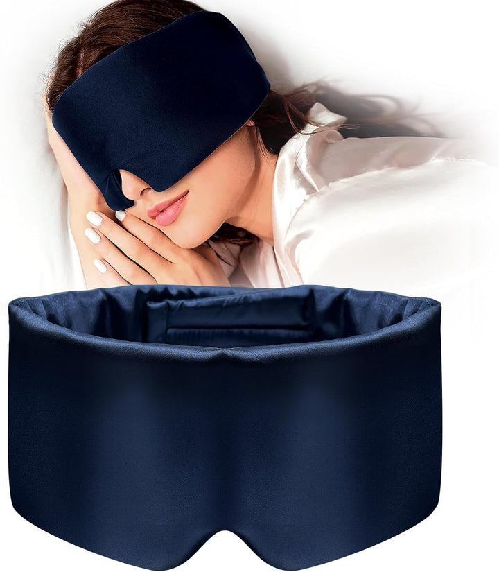 Sleep Mask, 2 Pack Silk Eye Mask, Soft Eye Mask for Sleeping, Light-Blackout Design, with Adjustable Strap, for Night, Travel, Nap (Black)