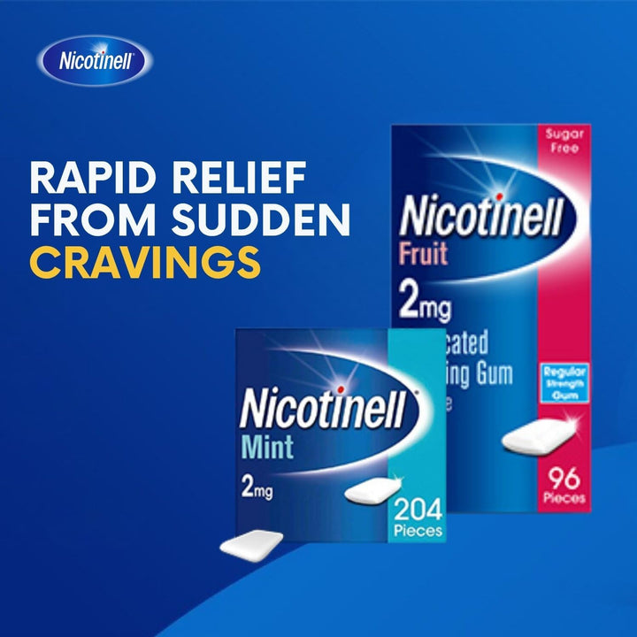 Fruit Gum 2Mg (204 Pieces), Stop Smoking Aid, Sugar Free Nicotine Gum, Mild Fruit Flavour, 2Mg Regular Strength for Light Smokers, Quit Smoking Aid