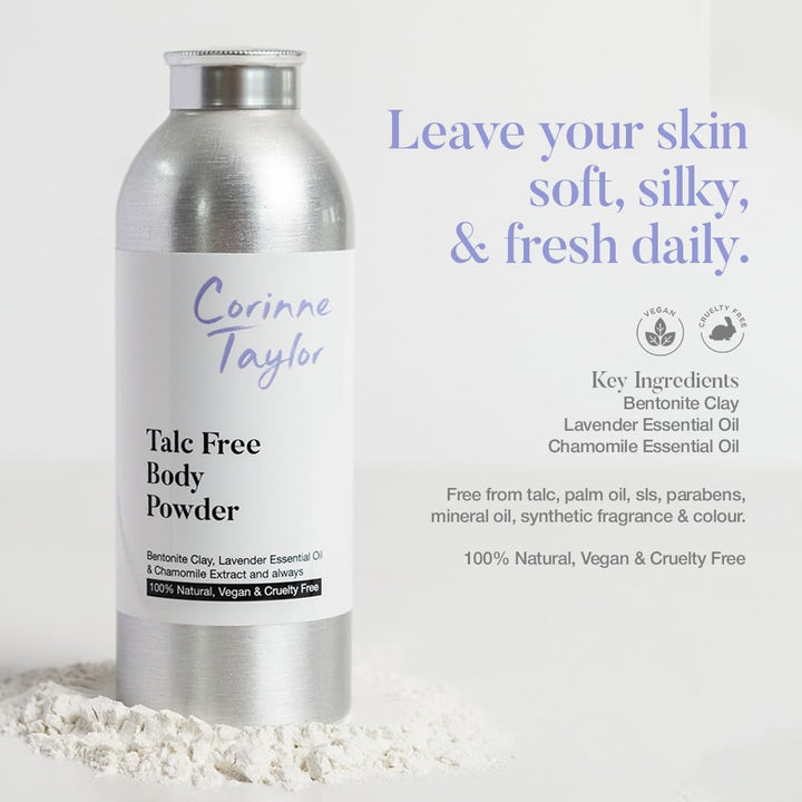 Organic Body Powder - Talcum Powder 100% Natural Talc Free, Chamomile & Lavender for Intimate Comfort, anti Chafing, Sweat Absorbent, Travel Essentials & Paraben Free 85G