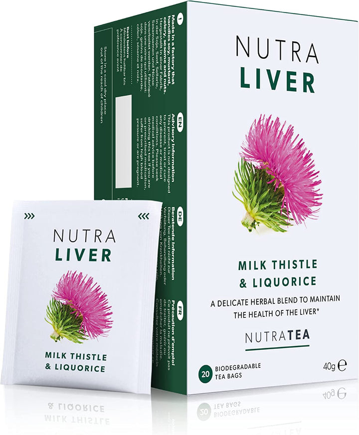 NUTRALIVER - Liver Support Tea - Liver Detox Tea, Providing a Liver Cleanse, Detox and Repair - 20 Individual Wrapped Bags - Herbal Infusion,(1 Pack)