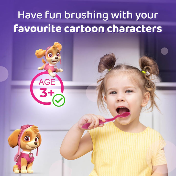 Paw Patrol Skye Little Teeth Toothbrush for Kids with Soft Rounded Bristles, Comfortable Handle Grip and Protection Cap for Children Ages 3+