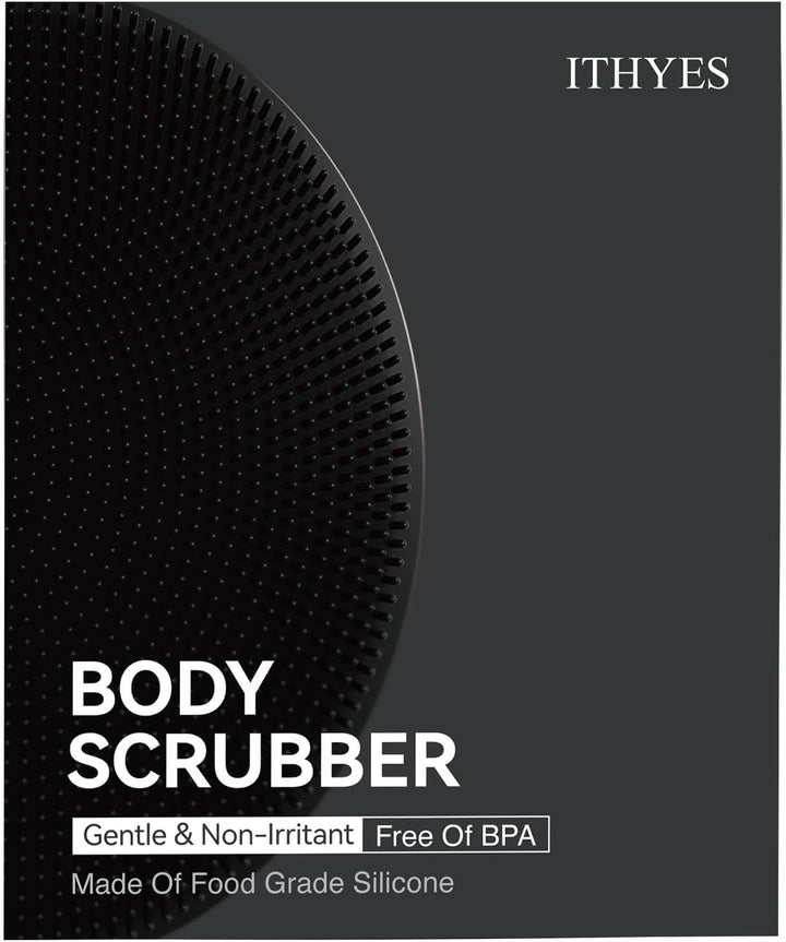 Silicone Body Scrubber Exfoliating Body Brush for Men Women Lathers Well Easy to Clean More Hygienic Shower for Face Scrubber for Sensitive Skin Body Buffer 1 Pack (Black)