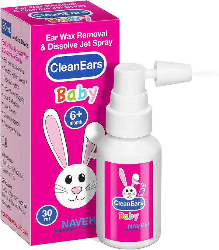 ® Cleanears Baby | Fast-Acting Ear Wax Removal Spary | Breaks down & Dissolves Earwax in Just 1 Treatment | Clinically Proven to Be 300% More Effective W/Mineral Oil | Gentle&Safe | 15ML