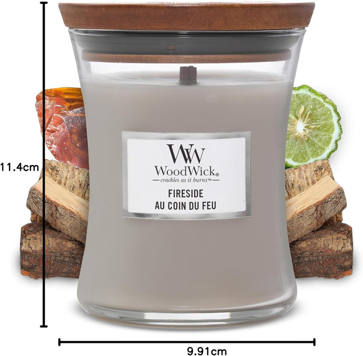 Medium Hourglass Scented Candle | Fireside | with Crackling Wick | Burn Time: up to 60 Hours | Gifts for Women