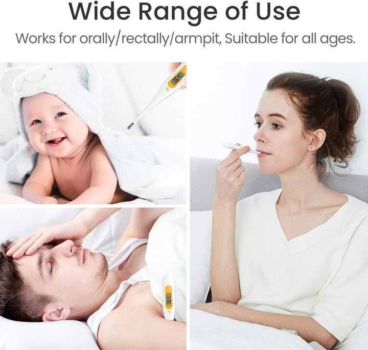 Digital Thermometer, Oral Thermometer Adults Kids Babies, Accurate Fast Switchable Body Temperature Thermometer, Orange