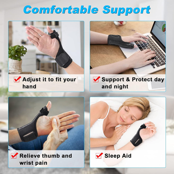Thumb Brace Reversible, Thumb Spica Splint for Right & Left Hand, Breathable Thumb & Wrist Support with Two Metal Splint, Trigger Thumb Immobilizer for Arthritis, Tendonitis, Sprains, S