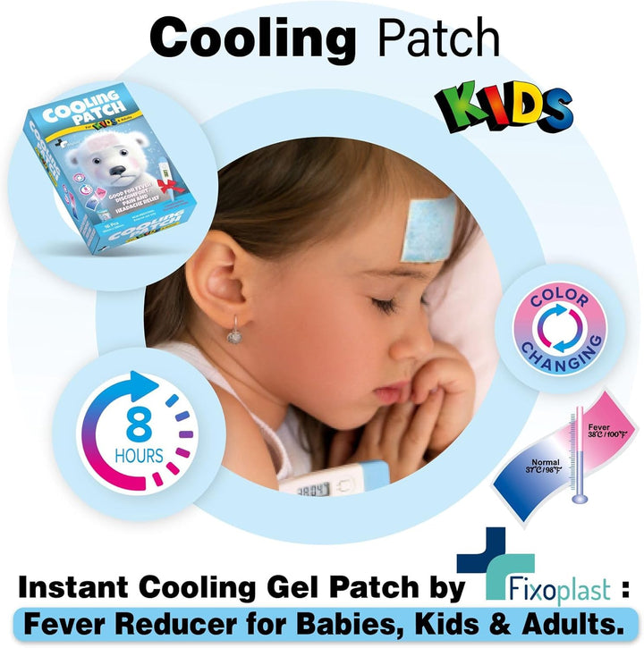 Cooling Gel Patch Color Changing 16Pcs Fever Reducer - Includes Free Digital Thermometer Hypoallergenic Non-Medicinal Pain and Headache Relief