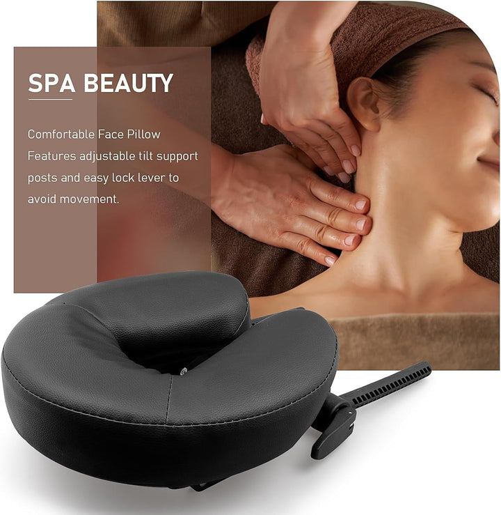 Massage Table Face Cradle Cushion, Adjustable Massage Table Cradle U-Shaped Standard Universal Headrest Cradle with Face Cushion Pillow for Massage Bed Beauty Spa Equipment, Black