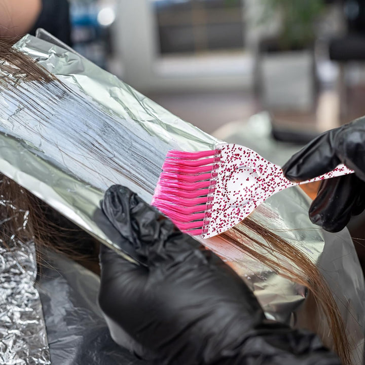 6-Piece Hair Dye Brush Set - Soft Bristle Tint Brushes with Glitter Handle for DIY Salon Hair Dyeing, 3 Colors