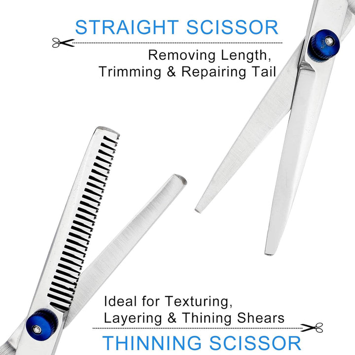 Hairdressing Scissors, ZYNWEAI Professional 6 Inch Haircut Scissor & Thinning Scissors Set, Hair Cutting Kit, Haircut Beard Trimming Shaping Grooming for Men Women Children Pets Home Salon Barber