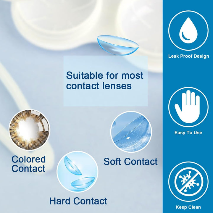 4 Packs Contact Lens Cases with Left/Right Caps, Contact Lenses Holder Box, Portable Leak-Proof Contact Lens Container for Home Travel Outdoor, 4 Colors