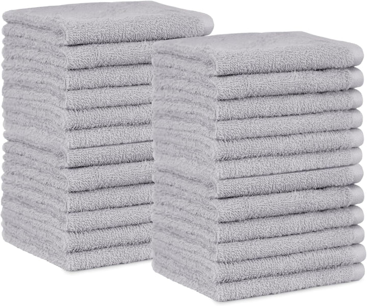 Face Towels for Bathroom, 100% Cotton Extra Absorbent Washcloth, Fast Drying - Salon Towel - 12-Pack, Grey (30 X 30 Cm)