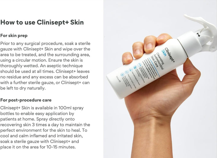 Clinisept Skin Spray 100Ml - High-Purity Hypochlorous Acid Spray - Professional Skin Cleanser for Post-Treatment Hygiene and Sensitive Skin Care - Alcohol-Free Body and Facial Skin Care Solution