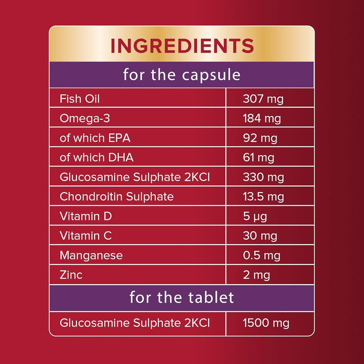 Jointcare MAX GLUCOSAMINE with Omega-3, Glucosamine, Chondroitin, Vitamins C and D, Manganese and Zinc, Food Supplements, 30-Day Pack