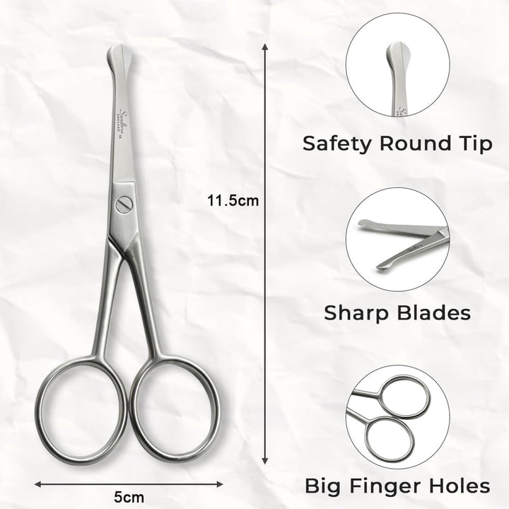 Nose & Ear Hair Trimming Scissors for Men | Rounded Safety Tip Moustache, Nasal Hair Remover & Facial Hair Scissors 4.5"
