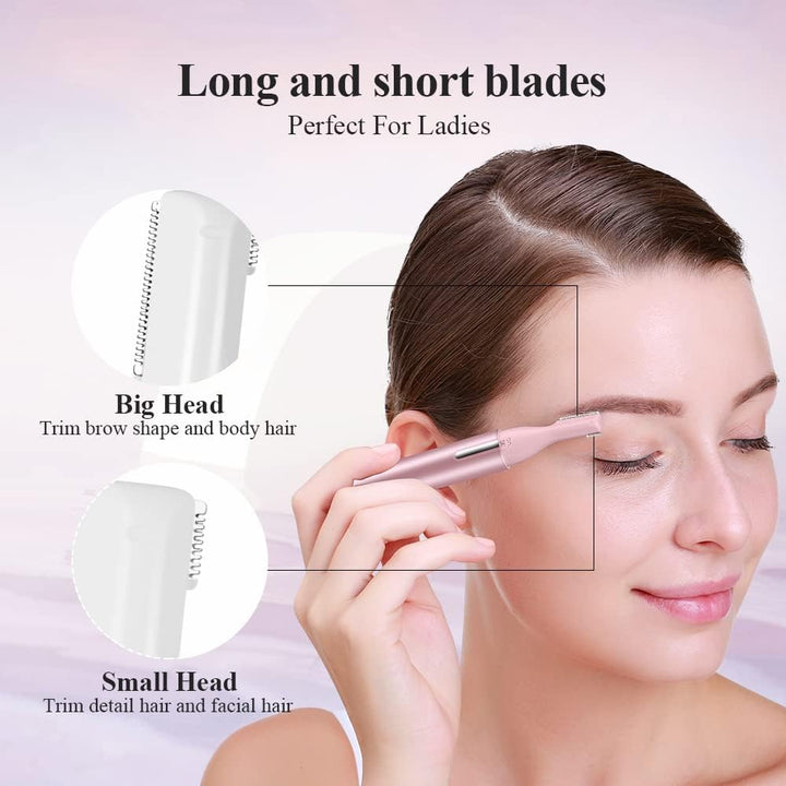 Electric Eyebrow Trimmer, Eyebrow Hair Remover, Painless Facial Hair Trimmer for Women, Portable Ladies Shaver AG-1658 (Pink)