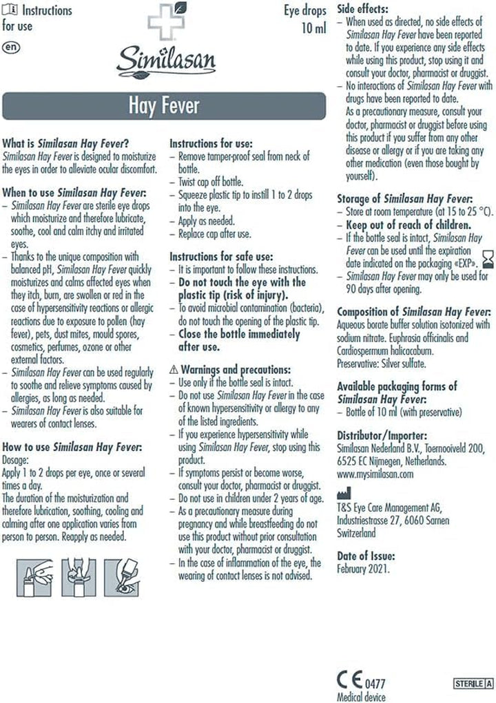 Hayfever Eye Drops 10 Ml (Pack of 1) – Allergy Relief – for Irritated Itchy and Allergic Eyes – Natural Formula