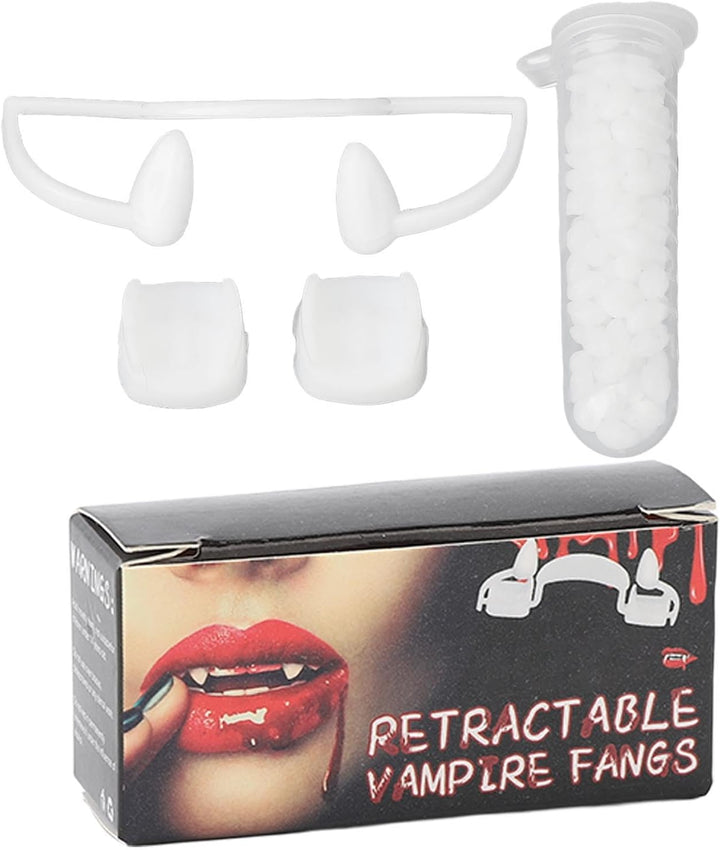 Horrible Creepy Fake Teeth Brace, Retractable Role Playing Fake Fangs, Plastic Material for Halloween Party