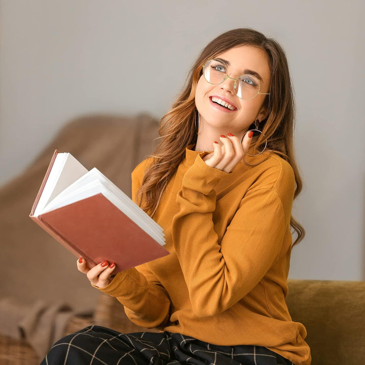 round Glasses, Retro Eyeglasses Vintage Metal Frame Clear Lens Glasses for Men Women Unisex Cosplay Accessories Y7FGYXYJ