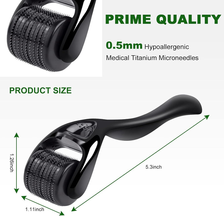 Derma Roller, 0.5Mm Beard Roller, 540 Titanium Micro Needling Rollers for Men and Women, Beard Growth Rollers for Stimulate Hair Growth, Facial Skin Care, Scar Removal