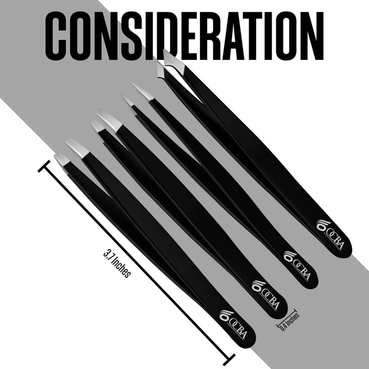 Tweezers for Facial Hair Women & Men for Precise Grooming of Eyebrows - Professional Stainless Steel Black Color Coated Eyebrow Tweezers for Ingrown Hair on Nose Ear (Black)