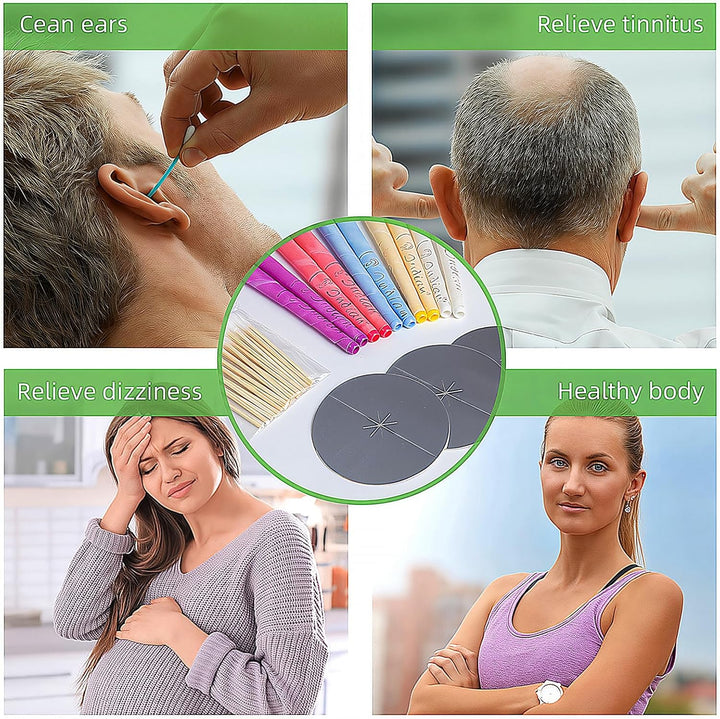 Ear Candles,16Pcs All Natural Hopi Ear Candles Beeswax Candling Cones, Ear Wax Candles,100% Non-Toxic Cylinders Fragrance Hollow Cone Candles With(8 Colours)+8 Protective Disks+30 Cotton Swab