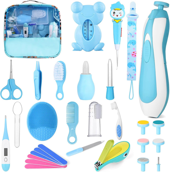 Baby Healthcare and Grooming Kit, Newborn Baby Care Accessories with Hair Brush, Comb, Nail Clippers, Thermometer, for Newborn Girls Boys(14 in 1, Pink)