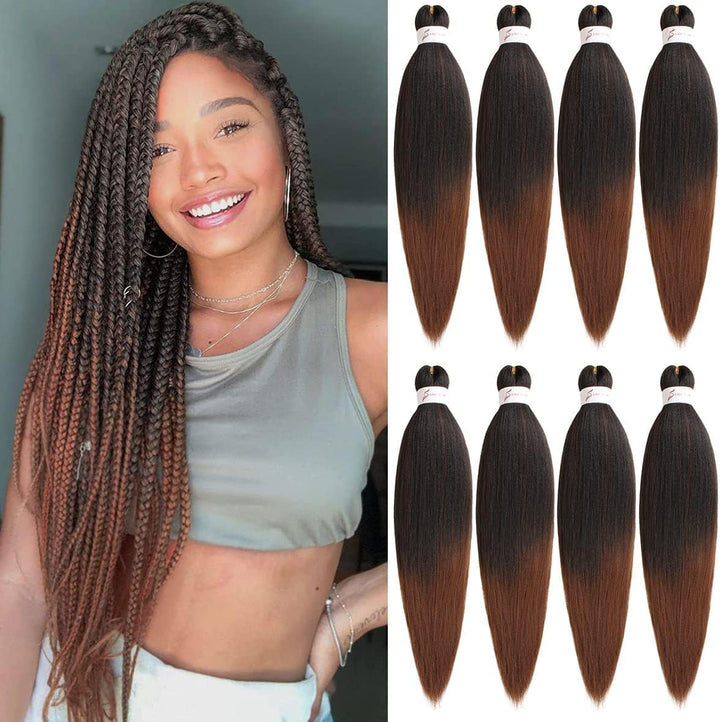 3 Packs Pre Stretched Braiding Hair Extension Yaki Texture EZ Braids Hair for Coi Leray Braids Black Braiding Crochet Hair Extensions /30 Inch 1B#
