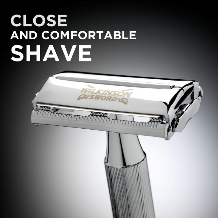 Double Edge Razor for Men, Barber'S Style Wet Shavers for a Close and Comfortable Shave, 1 Double-Sided Razor Handle plus 5 Blades Refills Pack