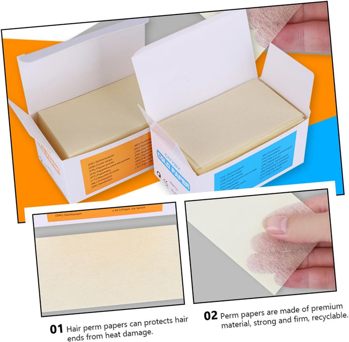 2 Boxes Hairdressing Perm Paper for Salon and Home Use High Temperature Resistant and Absorbent Hair Perm End Wraps Practical Non-Woven Thin for Professional Hair Random Color