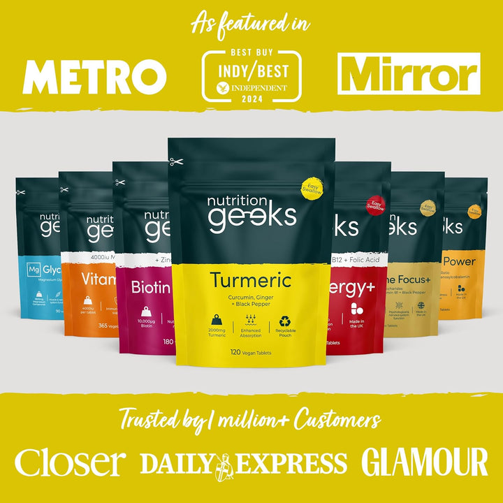 Turmeric Tablets 2000Mg with Black Pepper & Ginger - 120 High Strength Curcumin Supplements - Easy Swallow Tablets (Not Turmeric Capsules or Powder) - Vegan - UK Made