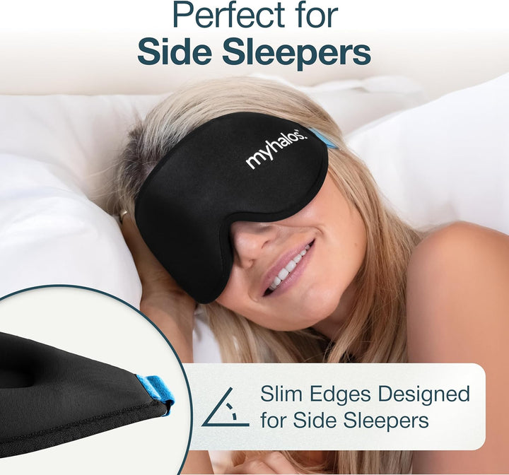 ® 100% Blackout Sleep Masks for Women & Men - Zero Eye Pressure Eye Mask for Sleeping -Our Halo Sleep Mask Includes a Storage Pouch- Black Eye Mask for Travel or Blindfold