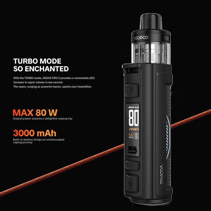 ARGUS PRO 2 Kit 80W Pod Mod Built in 3000Mah Battery with PNP-X Cartridge Electronic Cigarette Vape (No Nicotine, No E Liquid) (Lack Blue)