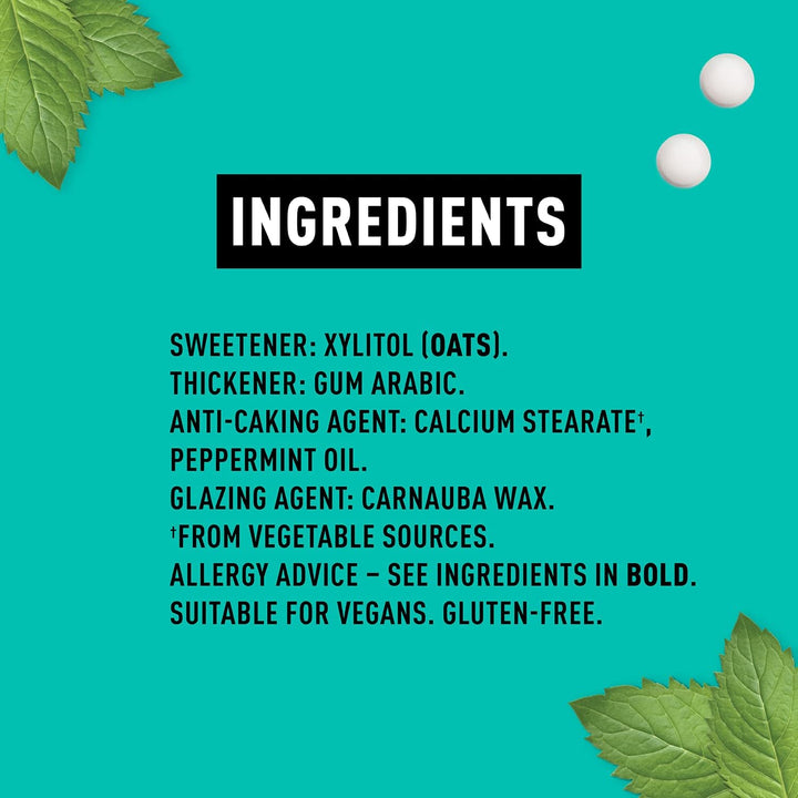 - British Peppermint Mints - 100% Plant Based Xylitol - Breath Freshener - Sugar Free Mints - Benefits Oral Health - Pocket Packs - 12X15G