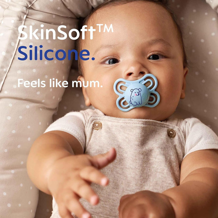 Perfect Soothers | 0-2 Months | 2 Pack | Newborn Dummies | Comes in Dummy Steriliser Case | Sustainable Materials | Baby Accessories for Newborn | Cream/White (Various Designs)