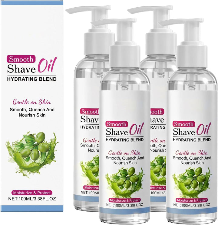 Smooth Shave Oil for Women & Men, 3.38Oz Pre & after Shave Treatment with Vitamin E, Olive & Jojoba Oils, Hydrating Nourishing Moisturizing Skin Soothing, for Face, Body, Legs (2)