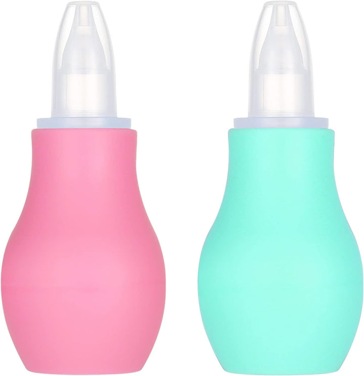 2 Packs Baby Nasal Aspirator, Baby Nose Sucker Nose Cleaner Babys Nasal Cleaner Mucus Removal for Newborns(Blue+Green)