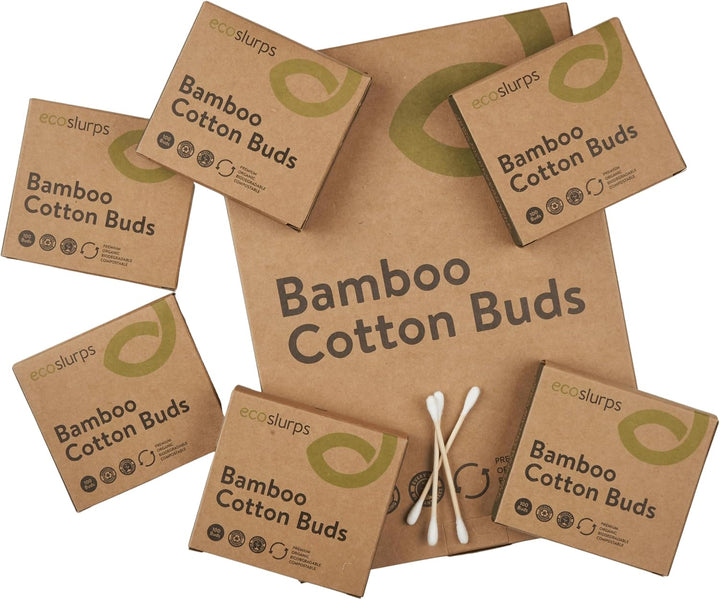 600 Bamboo Cotton Buds - British Brand That Plants Trees Every Day - Eco Friendly Cotton Swabs, Bud and Qtips (6X100 Cotton Buds)