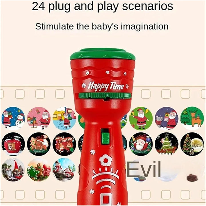 Christmas Projector Flashlight Halloween Children'S Toys Camera Projection Light Luminous Toys Fun Puzzle Early Education(Rosso)