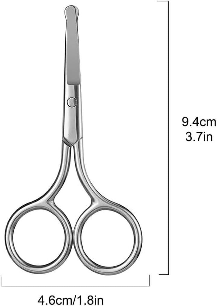 Nose Hair Scissors for Men and Women, Hair Safety Scissors with round Tip Design, Small Scissor for Trimming Facial Eyebrows Mustache Ear Hairs, Silver