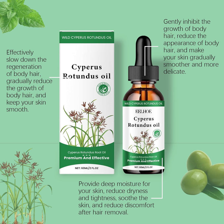 2 Pcs Cyprus Oil for Hair Removal, Organic Cyperus Rotundus Oil for Reducing Body Hair Growth, Natural Grass Body Hair Removal Care Serum for Hair Growth Inhibitor, Moisturizing & Soothing