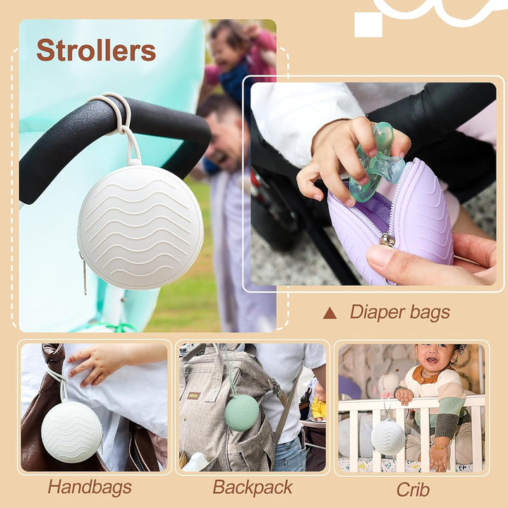 3 Pack Silicone Pacifier Holder Case, Bpa-Free Cover Pouch for Baby, Portable Storage Container for Diaper Bag Stroller,