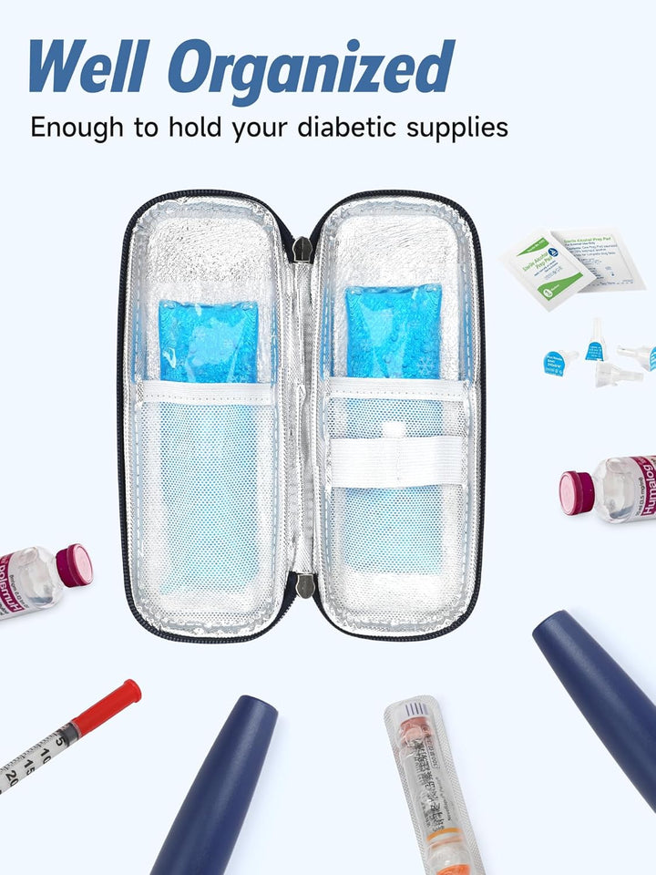 Medication Cooler Travel Case - Monjaro Travel Case with 2 Ice Packs, Medicine Cool Bag for Diabetic Supplies, Keep Medicine Cool While Traveling (Black)