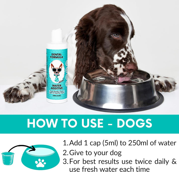 Dental Formula Water Additive for Dogs & Cats - Clean Teeth, Healthy Gums & Fresh Breath - Manage Plaque & Tartar Build-Up - Fuss-Free - No Brushing Needed - Cat/Dog Mouthwash & Oral Health