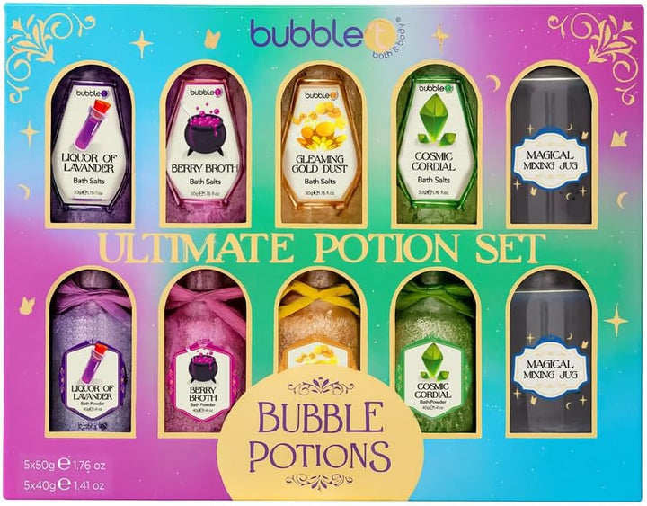 Bath Potions Laboratory Gift Set | 10-Piece Vegan & Cruelty-Free Bath Salts Box – Fantasy Scented Vials – Perfect Self‑Care & Gift for Bath Lovers, Kids & Teens
