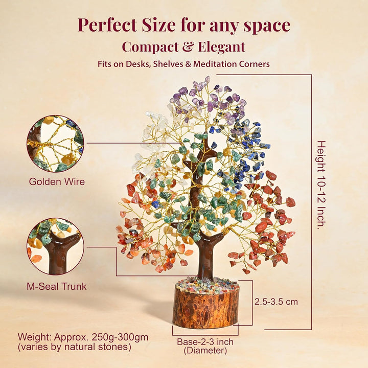 7 Chakra Healing Crystal Tree of Life Handmade Feng Shui Crystal Tree for Good Luck Positive Energy Wealth Reiki Healing Gifts for Women and Mum Birthday Home Decor & House Warming Gift