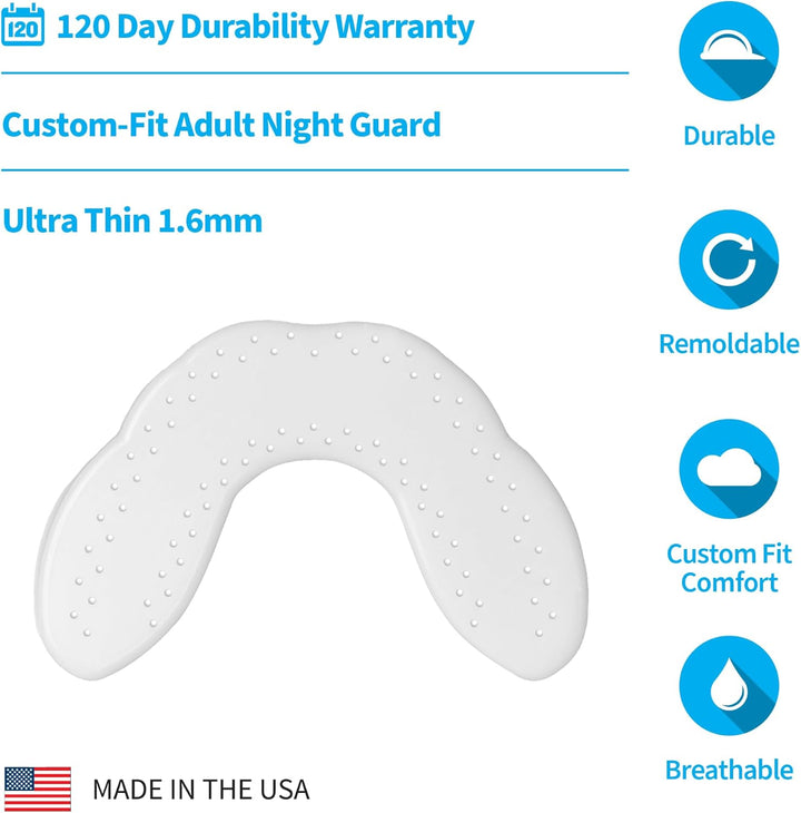 Aero 1.6Mm Night Guard Custom-Fit Dental Mouth Guard, Mouth Guard with Case, White, (SVA-CASE-W)