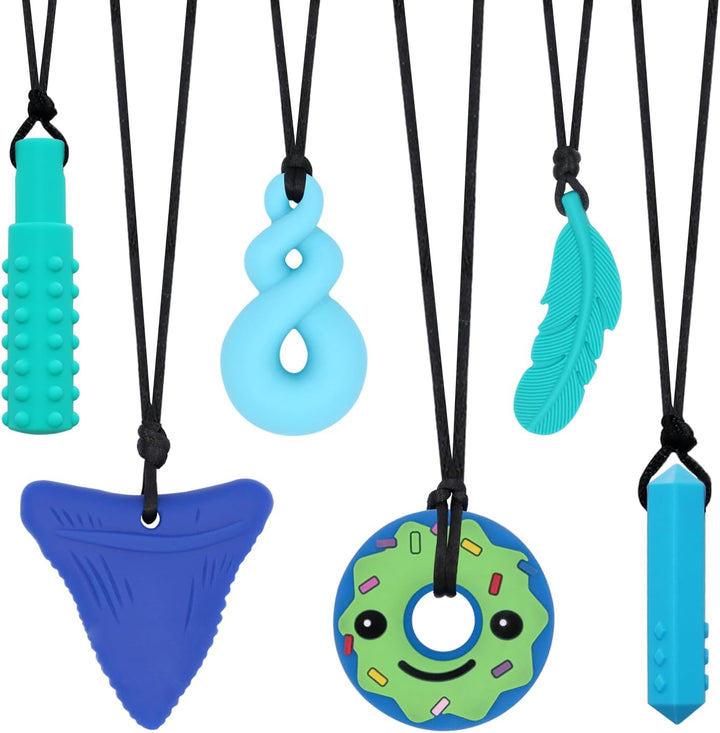 Sensory Chew Necklaces 6 Pack, Chew Toys for Autistic Children with ADHD, SPD, Chewing, Teething or Special Needs, Autism Chew Toys Necklace for Adult Reduce Anxiety Fidgeting