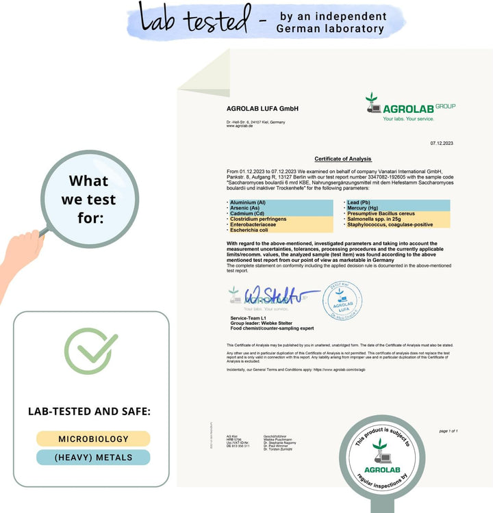 Saccharomyces Boulardii | Prebiotic and Probiotic Supplements | NO Additives | 7 Billion CFU per Capsule | 350 Mg S. Boulardi & 150Mg S. Cerevisiae | Vegan